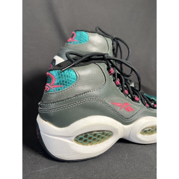 Reebok Question Mid Leather Iverson Gray/Teal/Pink Basketball M41519 Size 7 main image 11